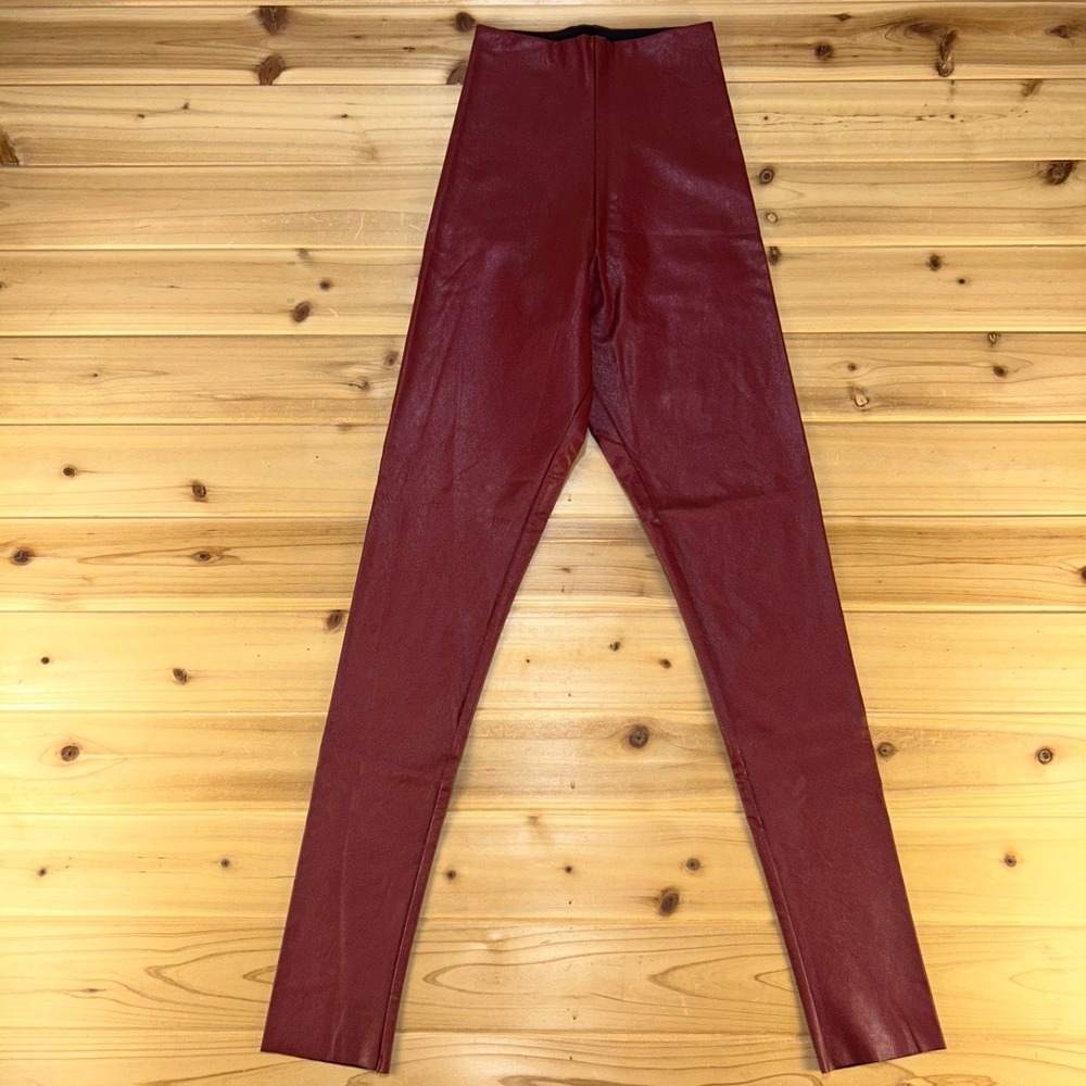 NEW Commando Leggings Womens XS Garnet Red Faux Leather Skinny Pull On Leggings